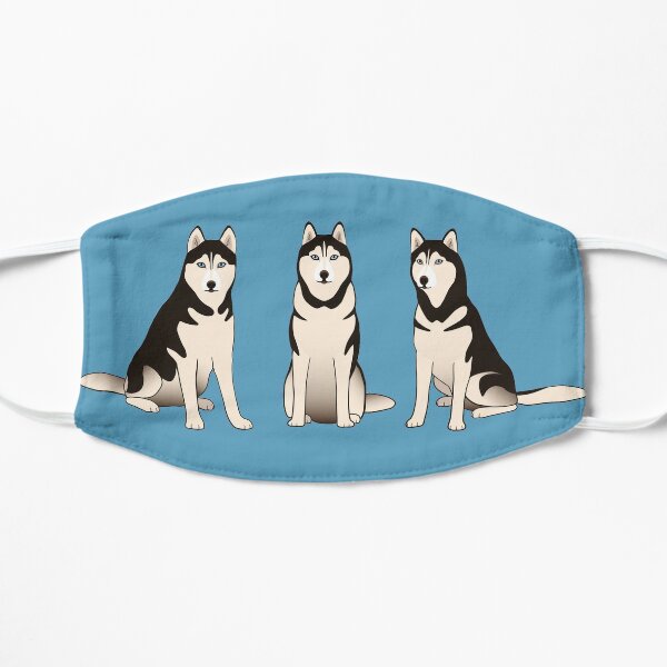 Husky Dogs on blue Flat Mask