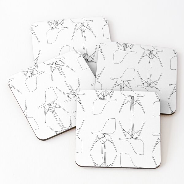 Item preview, Eames DSW chair - black and white line art pattern designed and sold by PippaPrints.