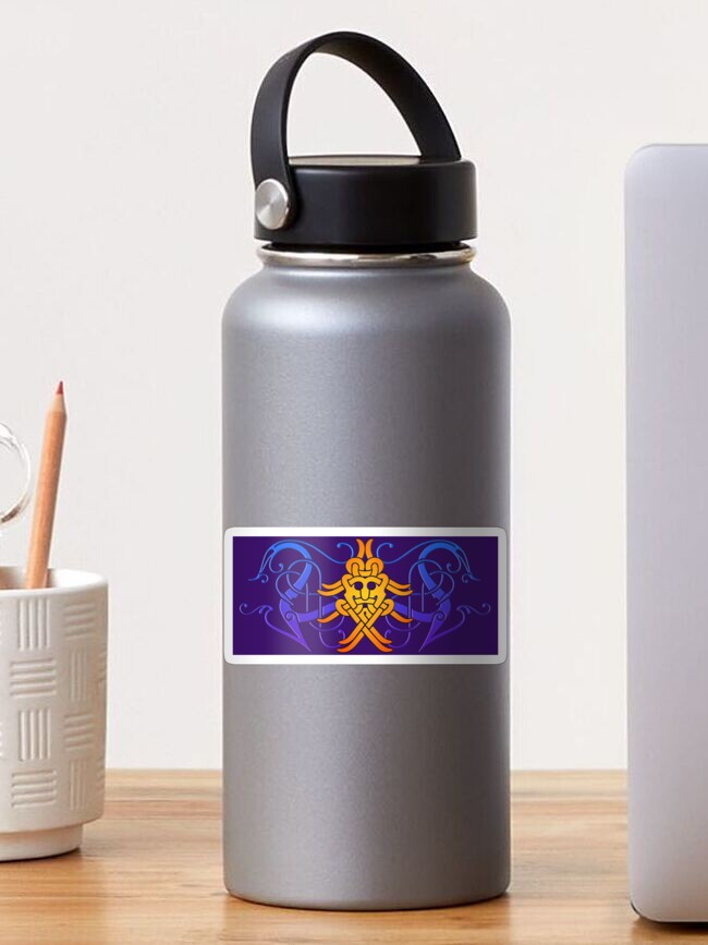 Thumbnail 1 of 3, Sticker, A Mashup of two Viking art styles, Urnes, Ringerike Style designed and sold by Odinist.