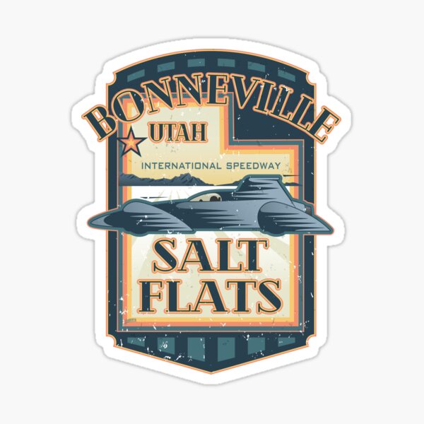 Bonneville Salt Flats International Speedway Vintage Retro Style Illustration Sticker