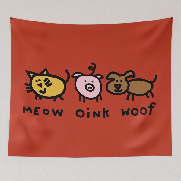 Item preview, Noisy Cat Pig Dog Goes Meow Oink Woof designed and sold by ellenhenry.