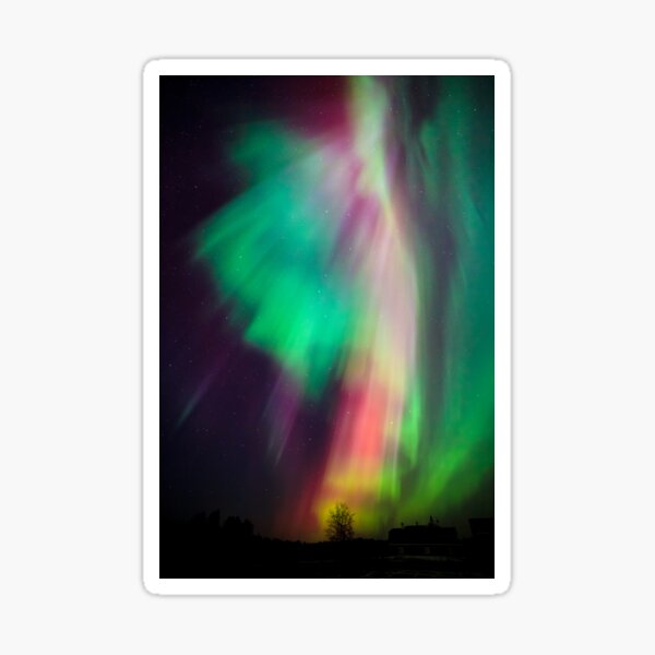 Beautiful multicolored northern lights in Finland Sticker