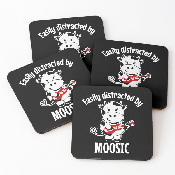 Item preview, Easily distracted by moosic | Cute cow playing the ukulele designed and sold by DeliriousSteve.