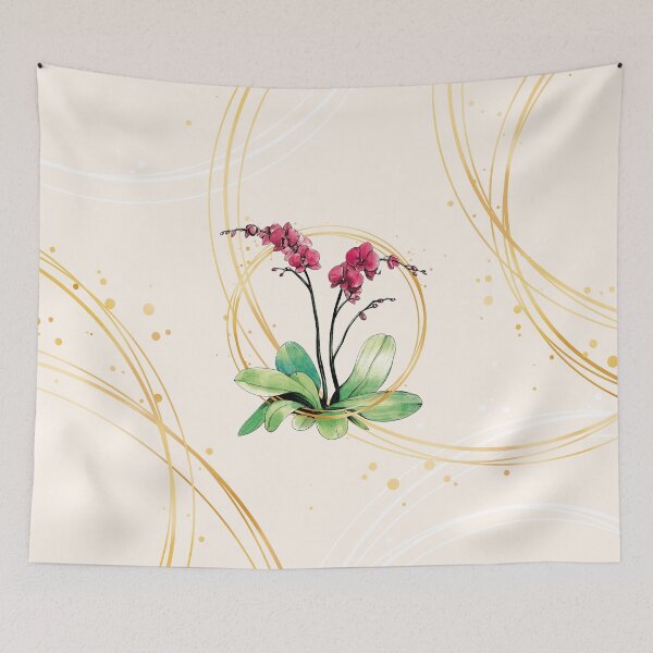 Item preview, Orchid surrounded by golden hoops designed and sold by VictorineArt.