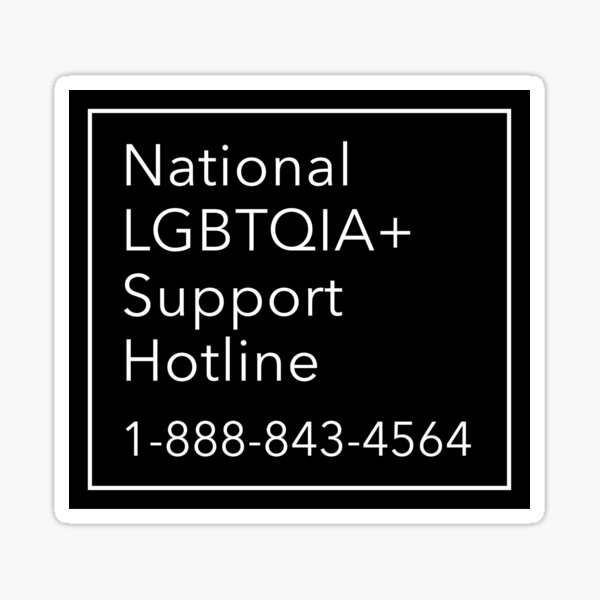 Vista previa del artículo con la obra «Número de teléfono de la línea directa de asistencia nacional LGBTQIA +», diseñado y vendido por kyleerinker.