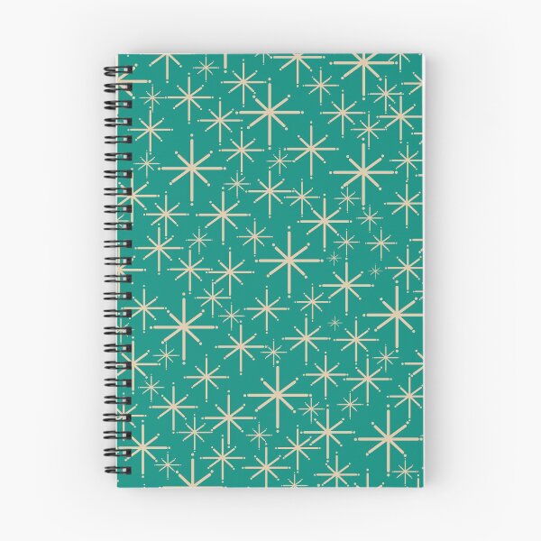 Item preview, Stella - Midcentury Modern Retro Space Age Starburst Pattern in Beige and Mid Mod Turquoise Teal designed and sold by kierkegaard.