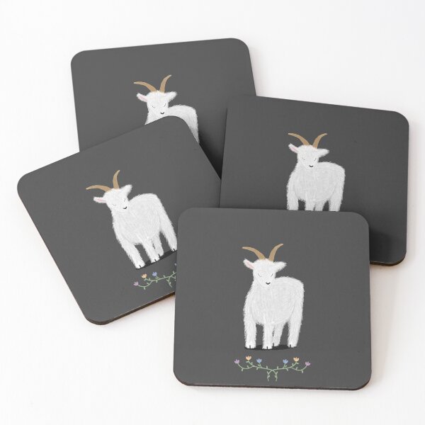 Item preview, Fluffy goat on dark grey background designed and sold by drawingKatarina.