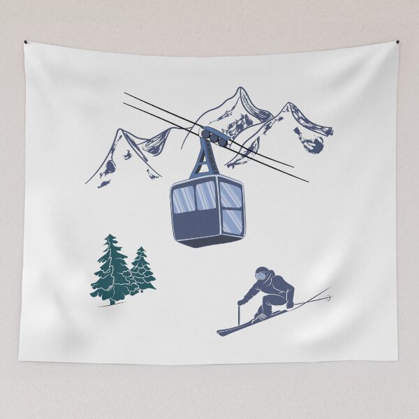 Item preview, Ski Lift Resort Winter Sports Scene designed and sold by TheInkElephant.