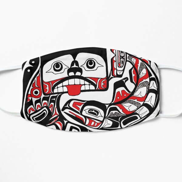 Tlingit style Bear and Salmon PNW Native art Flat Mask