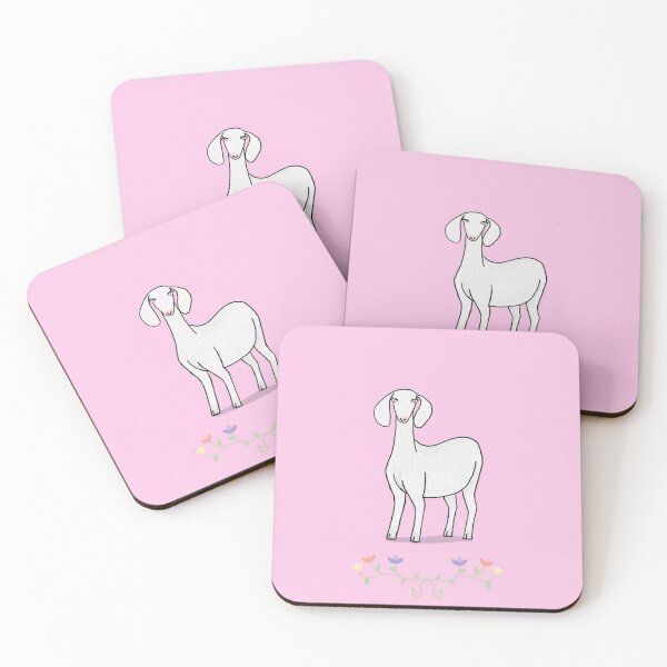 Item preview, Pretty white goat on pink background. designed and sold by drawingKatarina.