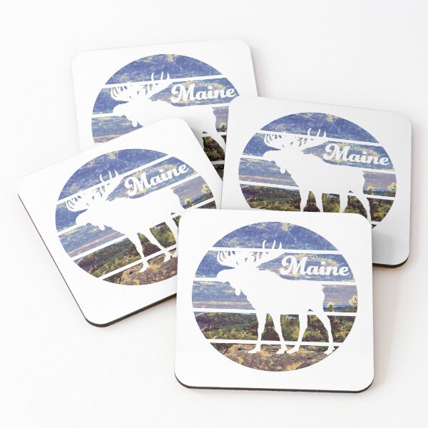 Item preview, Maine Moose Cool Retro Acadia National Park Art designed and sold by LifeLikeDesigns.