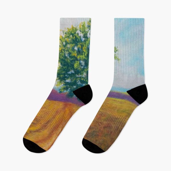 Item preview, Pastel painting - pree and field countryside landscape designed and sold by Red Witch Art.