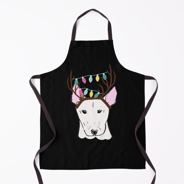 Item preview, Christmas bullterrier with reindeer antler headband designed and sold by NinaBetterNot.