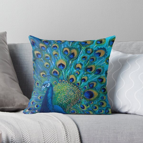 Peacock Full Glory 2 Throw Pillow