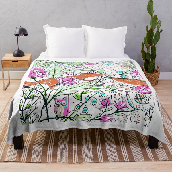 Item preview, Abstract Floral With Fox and Birds  designed and sold by TimeOfTheFuture.