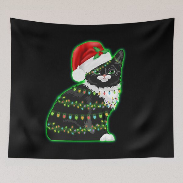 Item preview, Black Cat christmas light funny cat lover christmas designed and sold by ZenCloak.