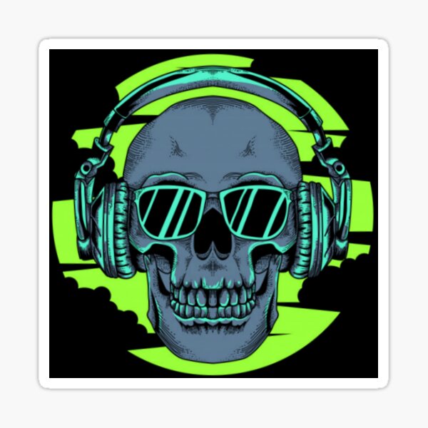 Skull Headphones Stickers | Redbubble