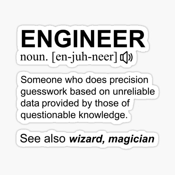 Engineer Definition Black Text Gift Design Design Sticker