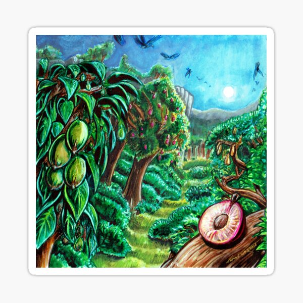 Pomegranates in the Garden of Peace Sticker