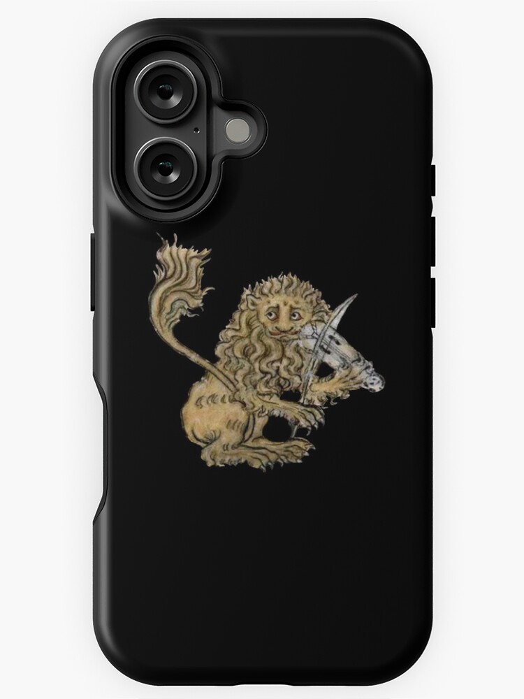 Thumbnail 1 von 4, iPhone-Hülle, Mittelalterlicher Löwe, der Musik spielt - Kunst des Mittelalters designt und verkauft von Qrhoo.