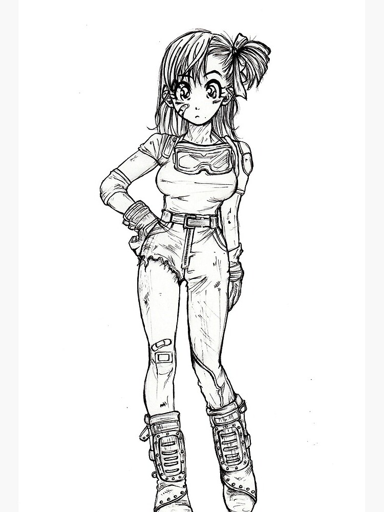 Dragon Ball Z Bulma One Line Drawing in 90's Style · Creative Fabrica