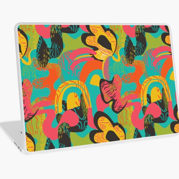 Textured Shapes - Caribbean - Blue background Laptop Skin