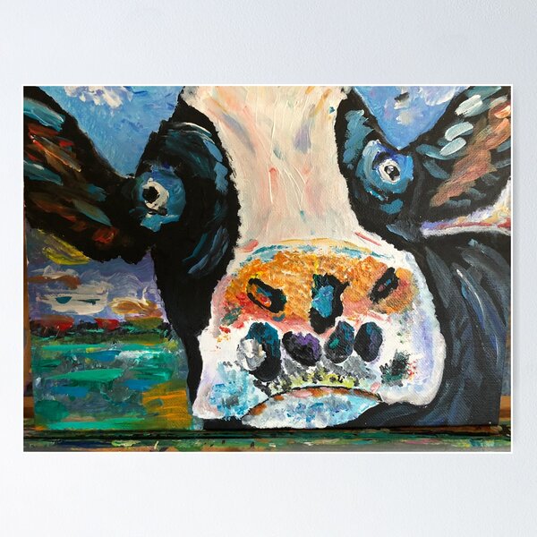 Item preview, Moo Cow, Just moo,  Colorful cow, cow artwork, Original art designed and sold by SaltyMob.