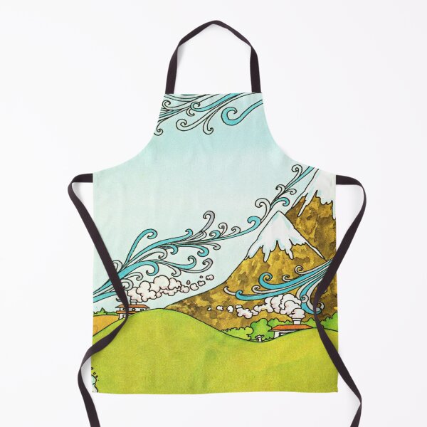 Item preview, Seaside Mountain Village - 70s Vintage Illustration designed and sold by elevens.