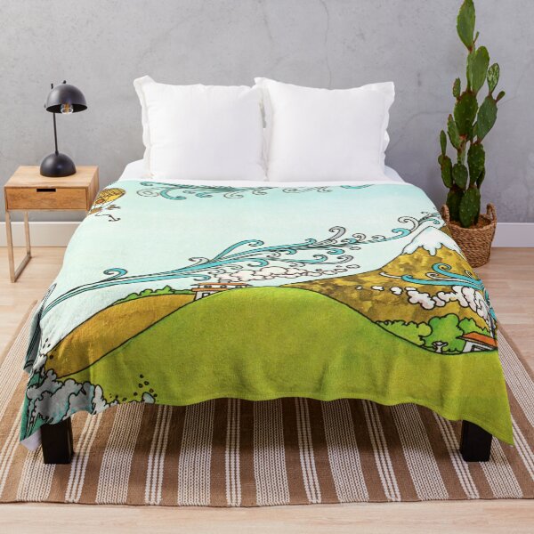 Item preview, Seaside Mountain Village - 70s Vintage Illustration designed and sold by elevens.