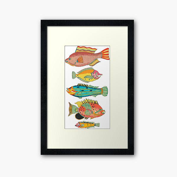 Surreal Silly Fish Friends Framed Art Print