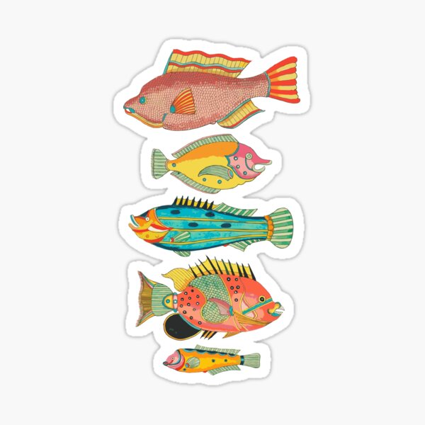 Surreal Silly Fish Friends Sticker