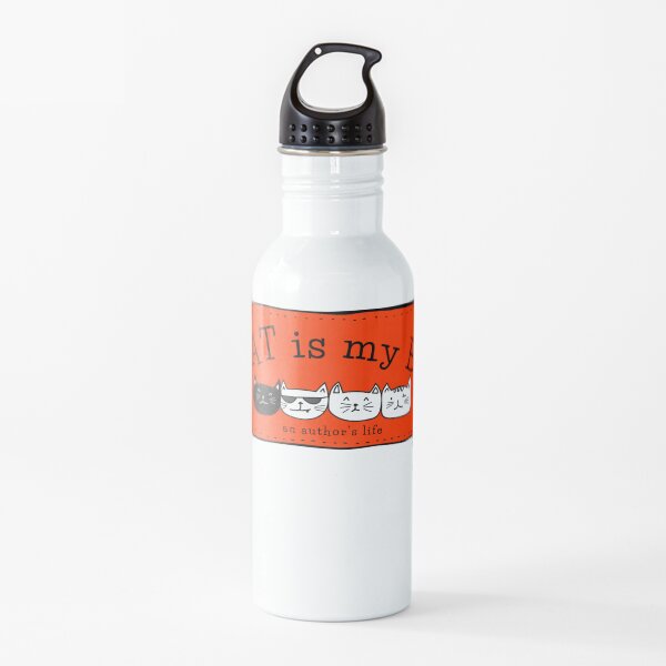 The CAT is my BOSS — an author's life! (red) Water Bottle