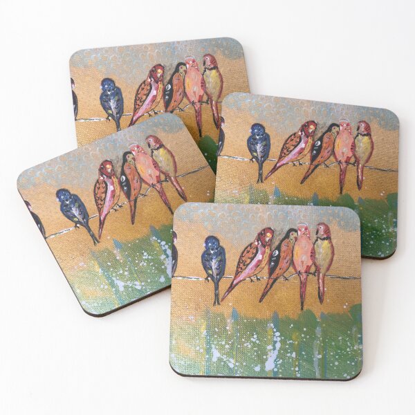 Item preview, Birds on a wire, Bird art, Original art designed and sold by SaltyMob.