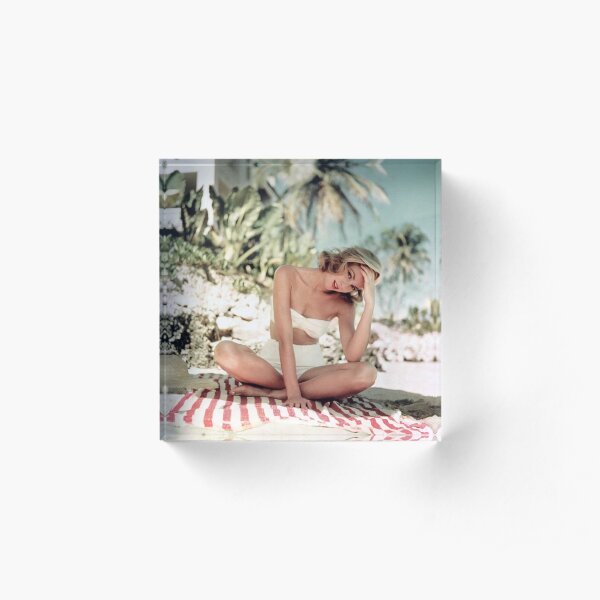 Grace Kelly At The Beach Acrylic Block