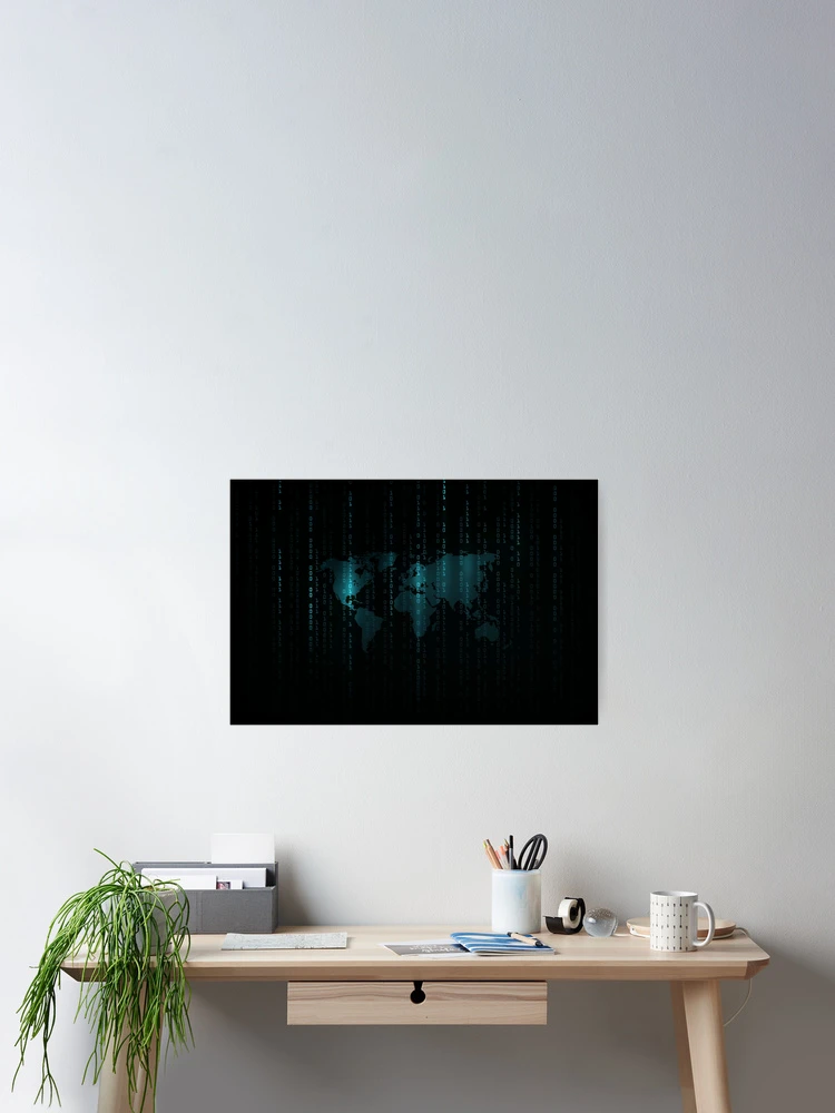 Thumbnail 2 of 3, Poster, Binary code background matrix code designed and sold by Brendsy.