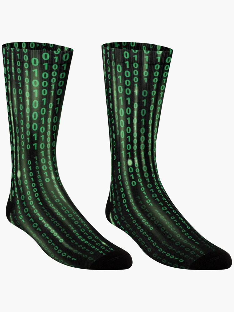 Thumbnail 3 of 5, Socks, Binary code background matrix code designed and sold by Brendsy.