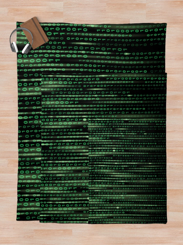 Thumbnail 5 of 6, Throw Blanket, Binary code background matrix code designed and sold by Brendsy.