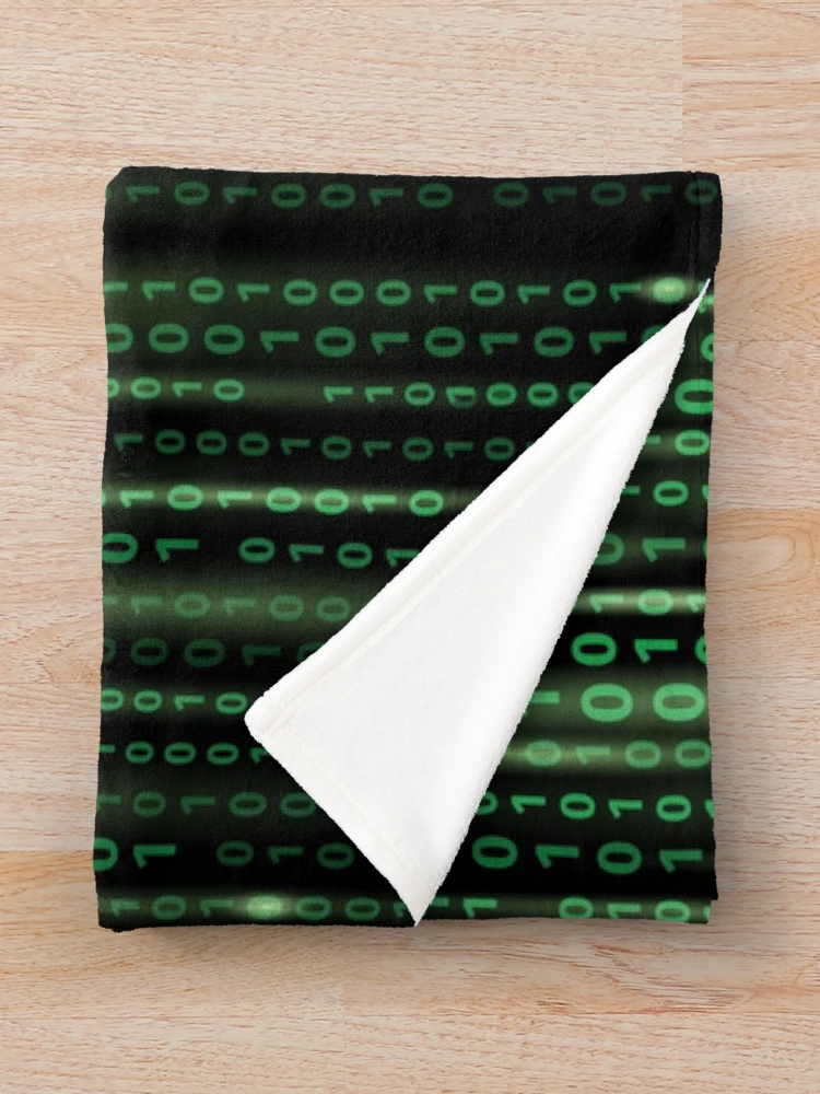 Thumbnail 3 of 6, Throw Blanket, Binary code background matrix code designed and sold by Brendsy.