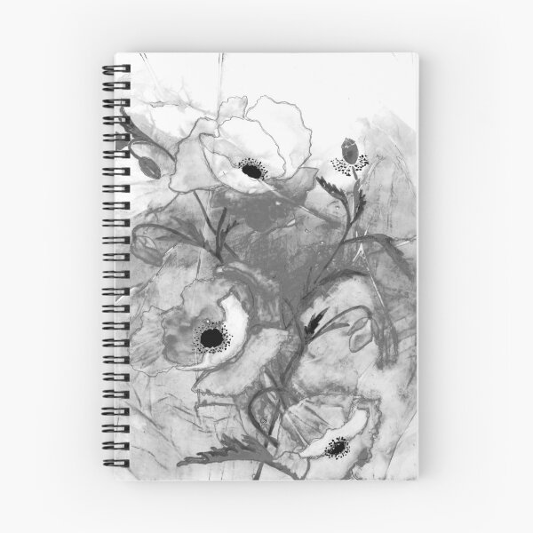 Item preview, Poppies in Black and White, Digital Conversion from Watercolor Painting designed and sold by The Elderberry Blossom.