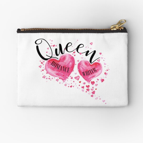 The QUEEN OF HEARTS is a ROMANCE WRITER! (white) Zipper Pouch