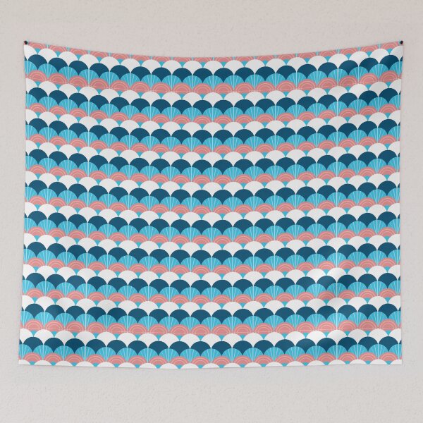 Item preview, MODERN SCALLOP PATTERN modern minimal bright blue coral designed and sold by Kat Massard.