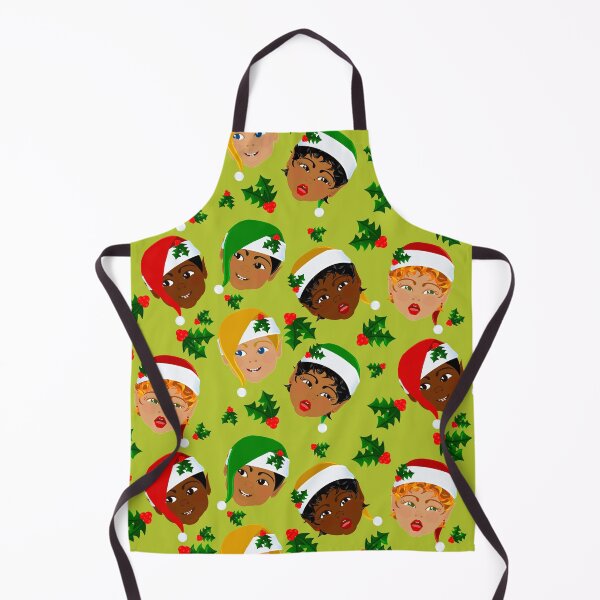 Item preview, Multiracial Christmas Elves with Holly Berries designed and sold by Sheila Pressley.