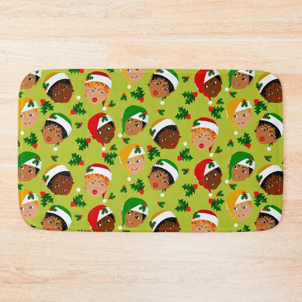 Item preview, Multiracial Christmas Elves with Holly Berries designed and sold by Sheila Pressley.