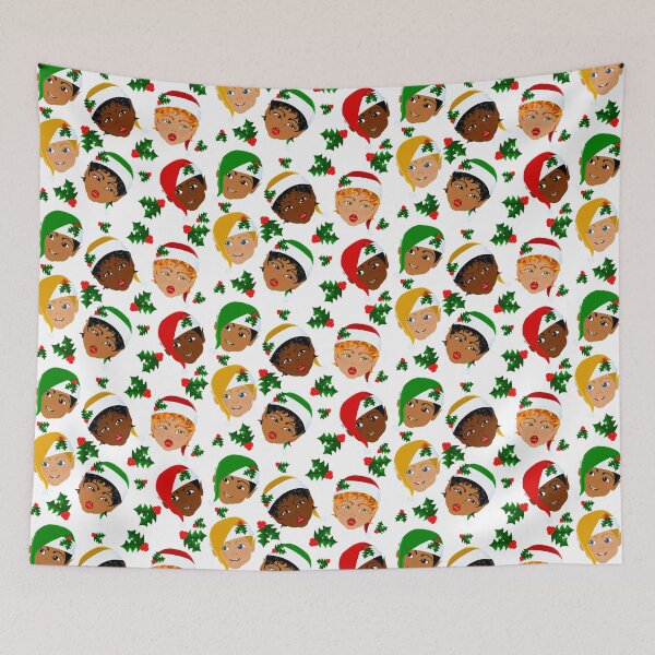 Item preview, Multiracial Christmas Elves with Holly Berries designed and sold by Sheila Pressley.