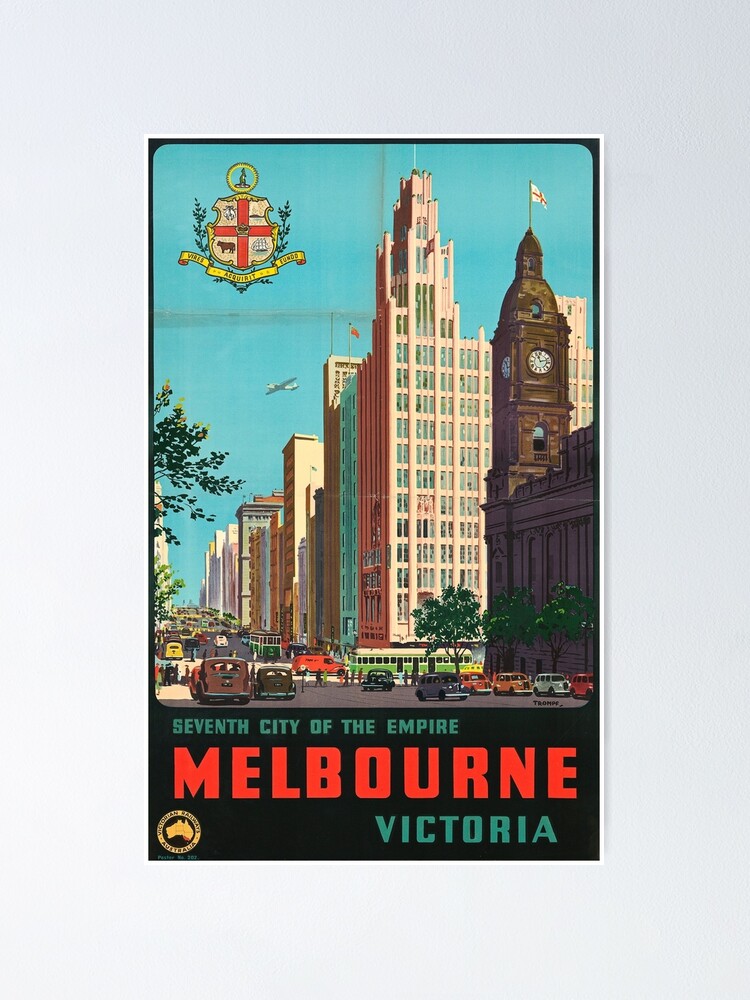 "Vintage Melbourne poster the Seventh City of the Empire" Poster for
