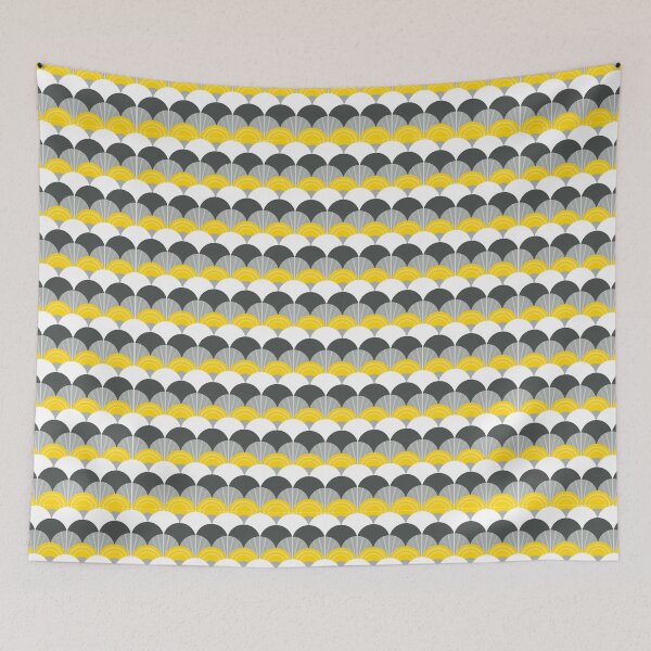 Item preview, MODERN SCALLOP PATTERN modern minimal bright yellow gray designed and sold by Kat Massard.