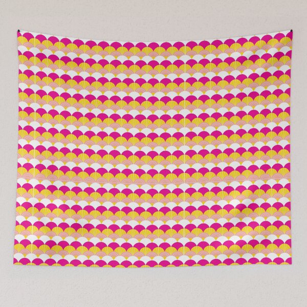 Item preview, MODERN SCALLOP PATTERN modern minimal bright yellow pink designed and sold by Kat Massard.