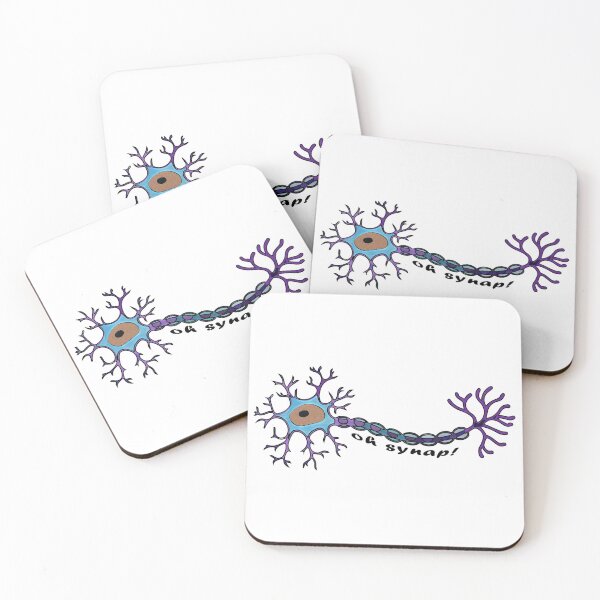 Neuron Oh SYNAP! (Oh snap!) - Colorful Coasters (Set of 4)