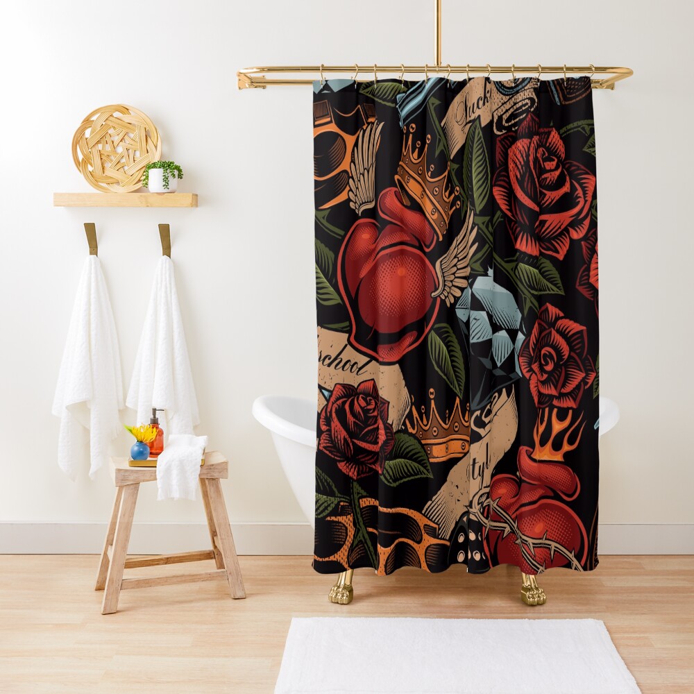 "Retro Tattoos" Shower Curtain for Sale by NozzandtheBeast Redbubble