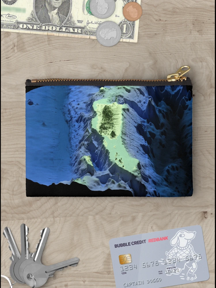 Thumbnail 3 of 4, Zipper Pouch, Puerto Rico Trench - Digitally Rendered Map designed and sold by cstats.